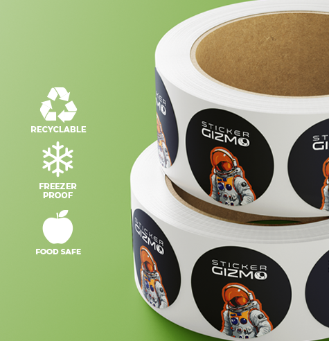 Low cost stickers on a roll.