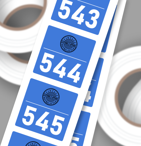 numbered stickers on a roll