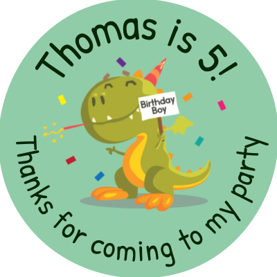 birthday boy dino sticker birthday tag template