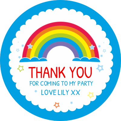 Thank You Birthday Stickers Rainbow Design