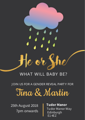 He Or She Gender Reveal Party Invites Sticker Gizmo