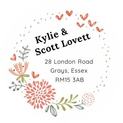 Round Floral Return Address Label
