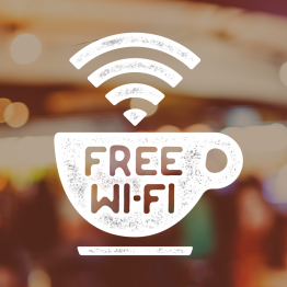 Free Wifi Coffee Cup Window Vinyl Sign - Design 1