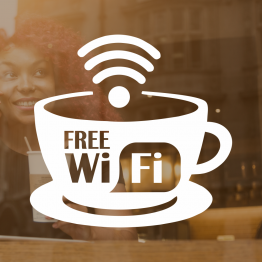 Free Wifi Coffee Mug Window Vinyl Sign - Design 2