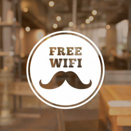 Free Wifi Moustache Vinyl Window Sign