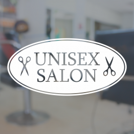 Barber Shop Window Sign - Unisex Salon Oval