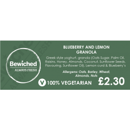 Bewiched - Vinyl Price Labels - Blueberry and Lemon Granola