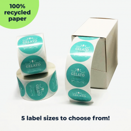 Custom Circle: Recycled Gloss Paper Labels On Rolls With Reusable Dispenser