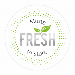 Made FRESH in Store White and Silver Stickers