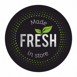 Made FRESH in Store Black and Silver Stickers