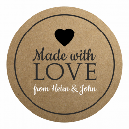 Made with Love Product Label - Black Heart Design