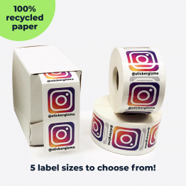 Custom Square: Recycled Gloss Paper Labels On Rolls With Reusable Dispenser