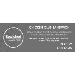 Bewiched - Vinyl Price Labels - Chicken Club Sandwich