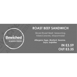 Bewiched - Vinyl Price Labels - Roast Beef Sandwich