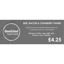 Bewiched - Vinyl Price Labels - Brie, Bacon & Cranberry Panini