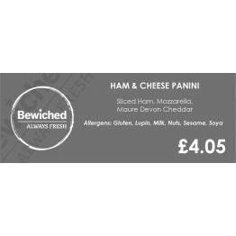 Bewiched - Vinyl Price Labels - Ham & Cheese Panini