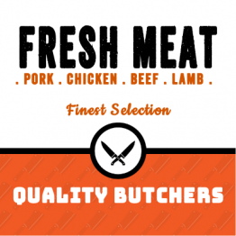 Butcher Sticker - Fresh Meat Square Sticker (Orange)