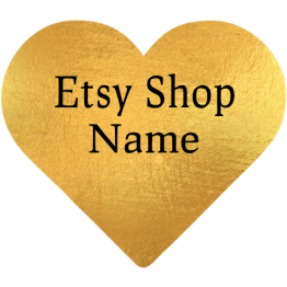 Heart Shaped Etsy Stickers - Gold Design