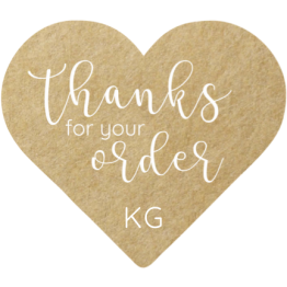 Thank You Heart Stickers - Brown Paper Effect