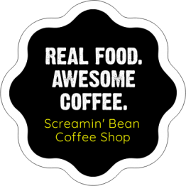Coffee Shop Labels - Real Food Black and Yellow Sticker