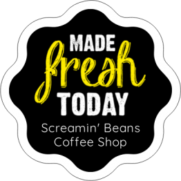 Coffee Shop Labels - Made Fresh Today Black and Yellow Sticker