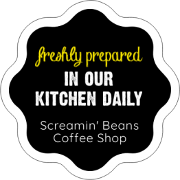 Coffee Shop Labels - Freshly Prepared Black and Yellow Sticker
