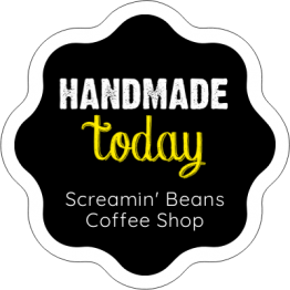 Coffee Shop Labels - Handmade Black and Yellow Sticker
