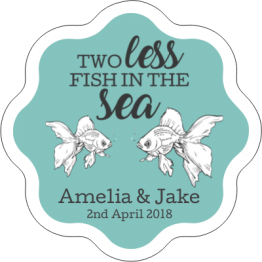 Two Less Fish Save the Date Sticker Design