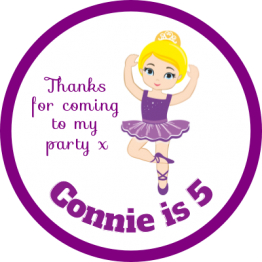 Personalised Birthday Ballerina Purple Stickers