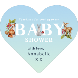 Woodland Animal Baby shower Heart Stickers