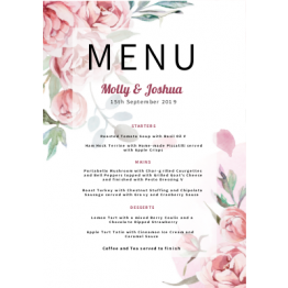 Wedding Table Menu - Floral Design