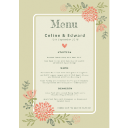 Wedding Table Menu - Botanical Design