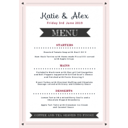 Wedding Table Menu - Little Hearts Design