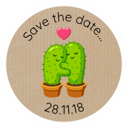 Wedding Labels - Cactus Save The Date Design